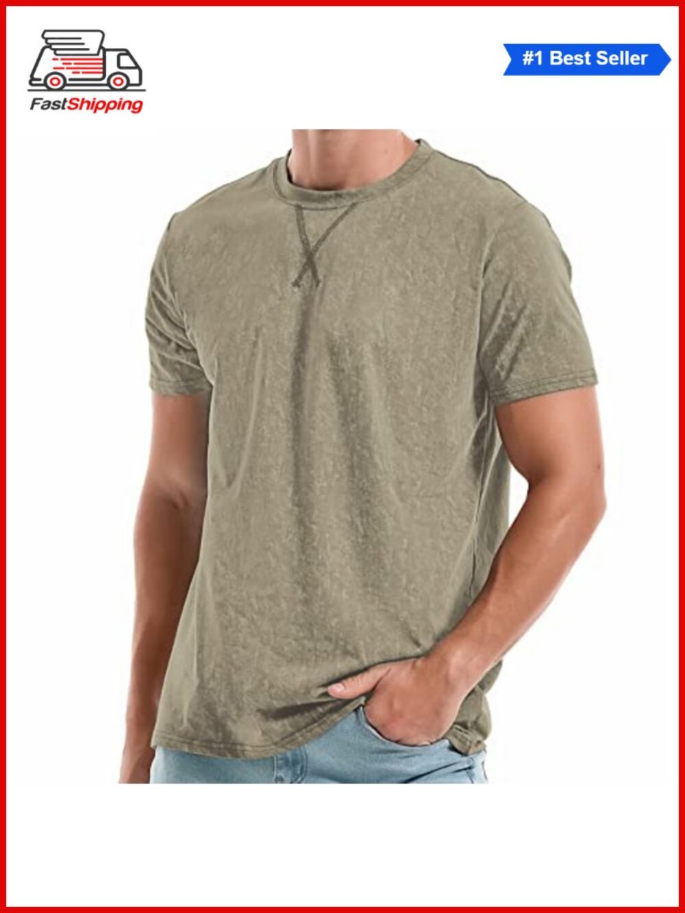 ✨ Men's Premium Cotton Crew Neck Tee - Short Sleeve Fitted Top